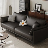 Foldable Beige Leather Square Arm Pillow Back Sleeper Image - 11