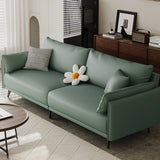 Foldable Beige Leather Square Arm Pillow Back Sleeper Image - 13