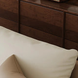 Foldable Beige Leather Square Arm Pillow Back Sleeper Image - 14