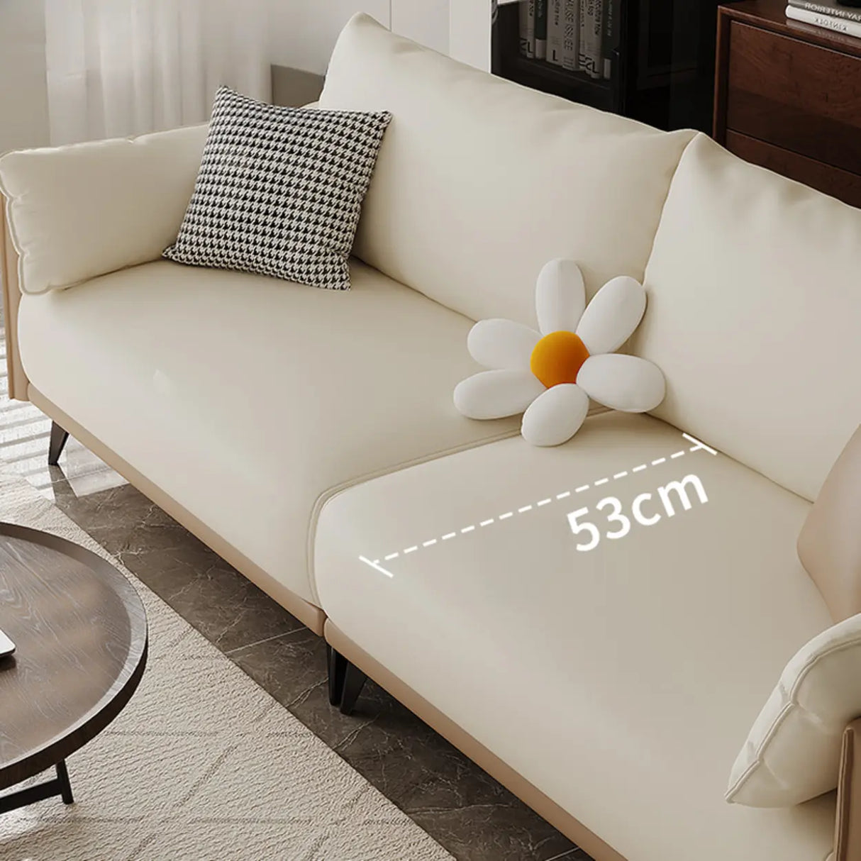Foldable Beige Leather Square Arm Pillow Back Sleeper Image - 16
