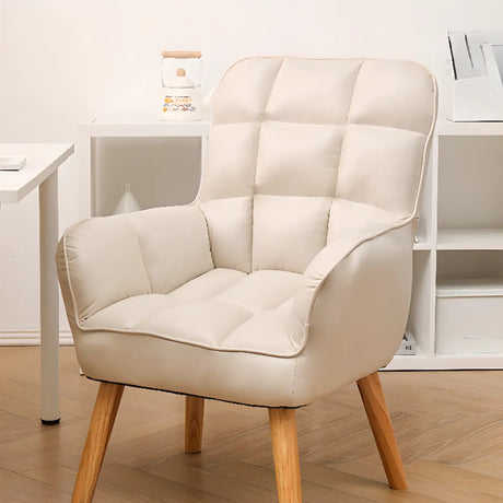 Foldable Beige Water Resistant Biscuit Back Arm Chair Image - 1