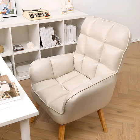 Foldable Beige Water Resistant Biscuit Back Arm Chair Image - 2