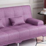 Foldable Coffee Linen Biscuit Back Silver Leg Sleeper Image - 12