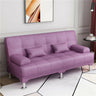 Foldable Coffee Linen Biscuit Back Silver Leg Sleeper Image - 15