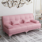 Foldable Coffee Linen Biscuit Back Silver Leg Sleeper Image - 3