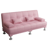 Foldable Coffee Linen Biscuit Back Silver Leg Sleeper Image - 4