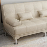 Foldable Coffee Linen Biscuit Back Silver Leg Sleeper Image - 6