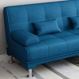 Foldable Coffee Linen Biscuit Back Silver Leg Sleeper Image - 8