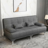 Foldable Coffee Linen Biscuit Back Silver Leg Sleeper Image - 9