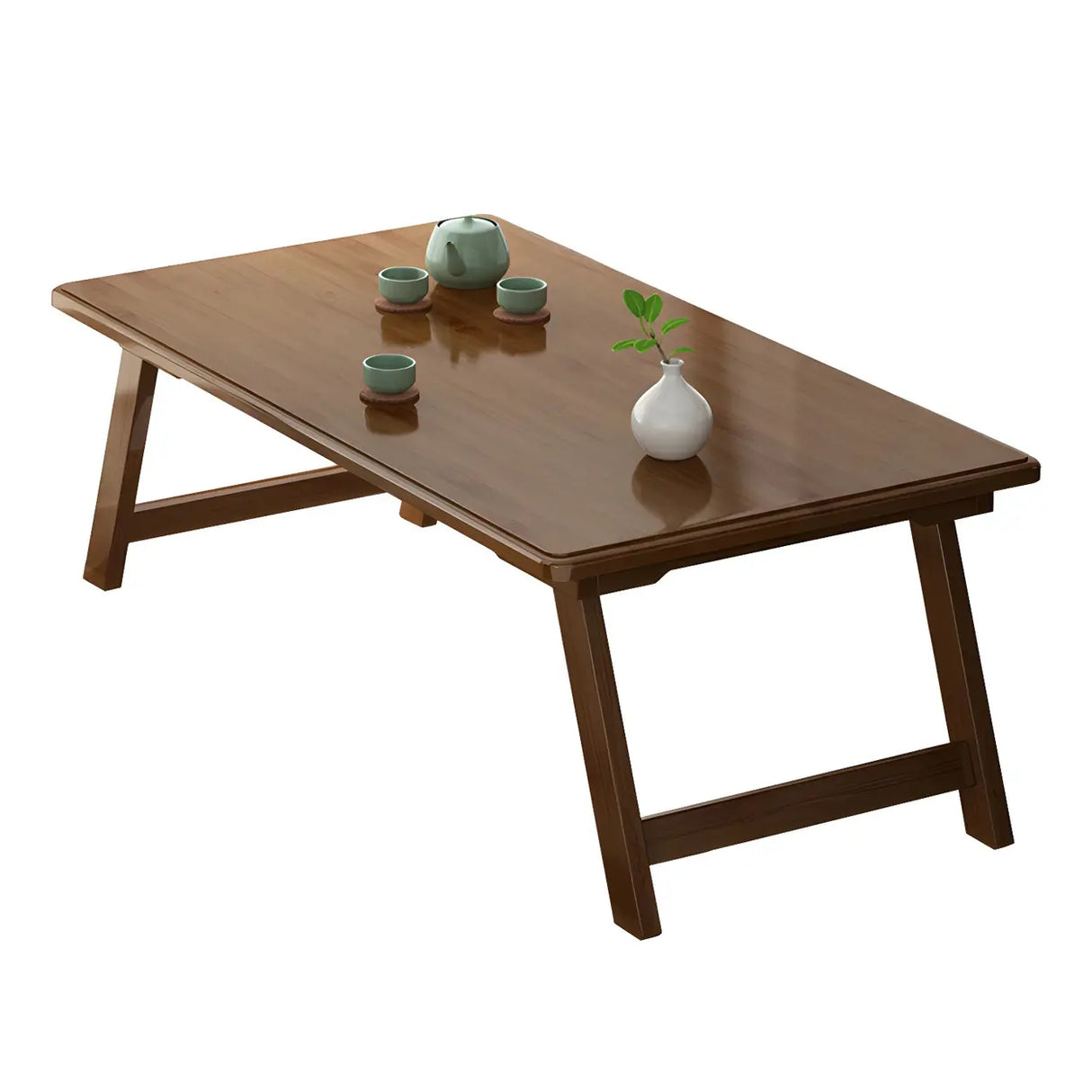Foldable Collapsible Wood Rectangular Coffee Table Image - 5