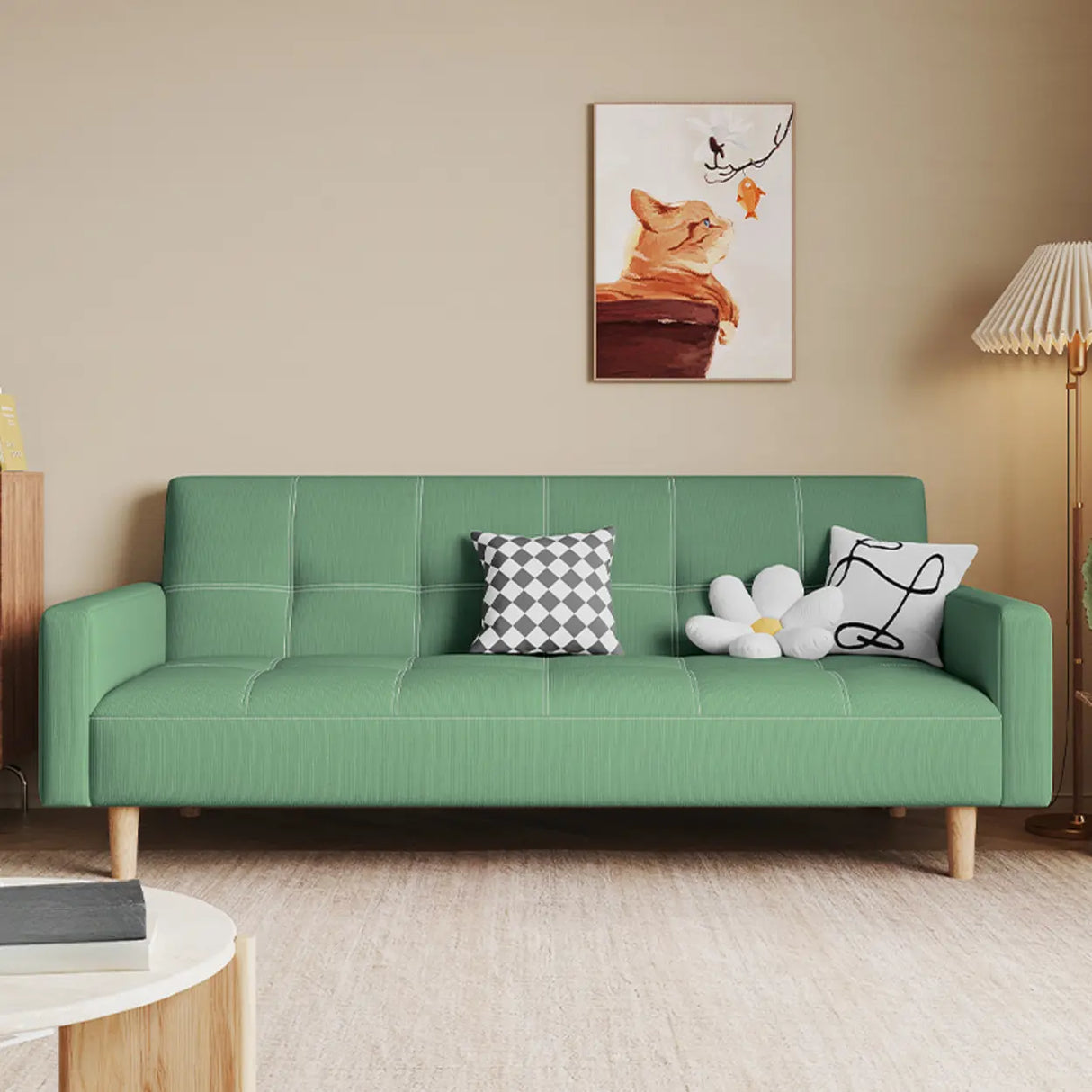 Foldable Convertible Square Arm Biscuit Back Sleeper Image - 12