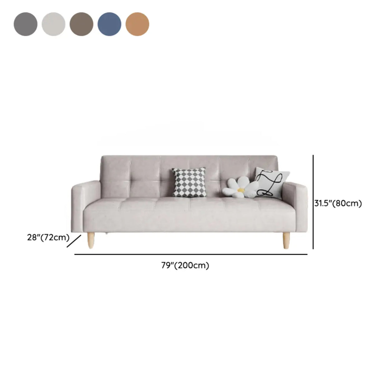 Foldable Convertible Square Arm Biscuit Back Sleeper 