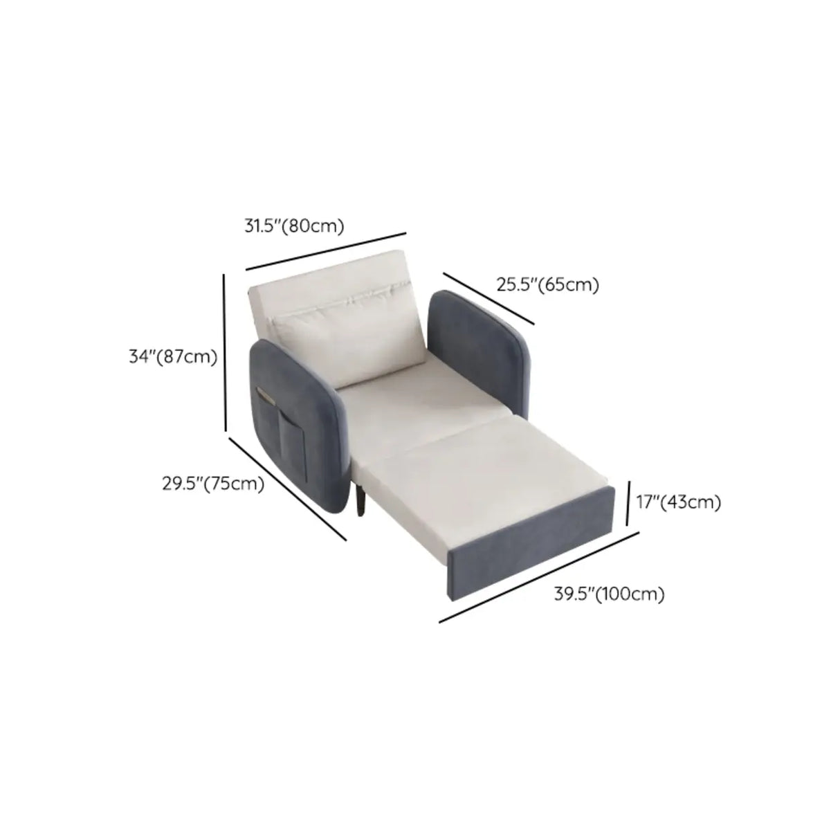Foldable Flannel Square Arm Storage Cabinets Sleeper Image - 13