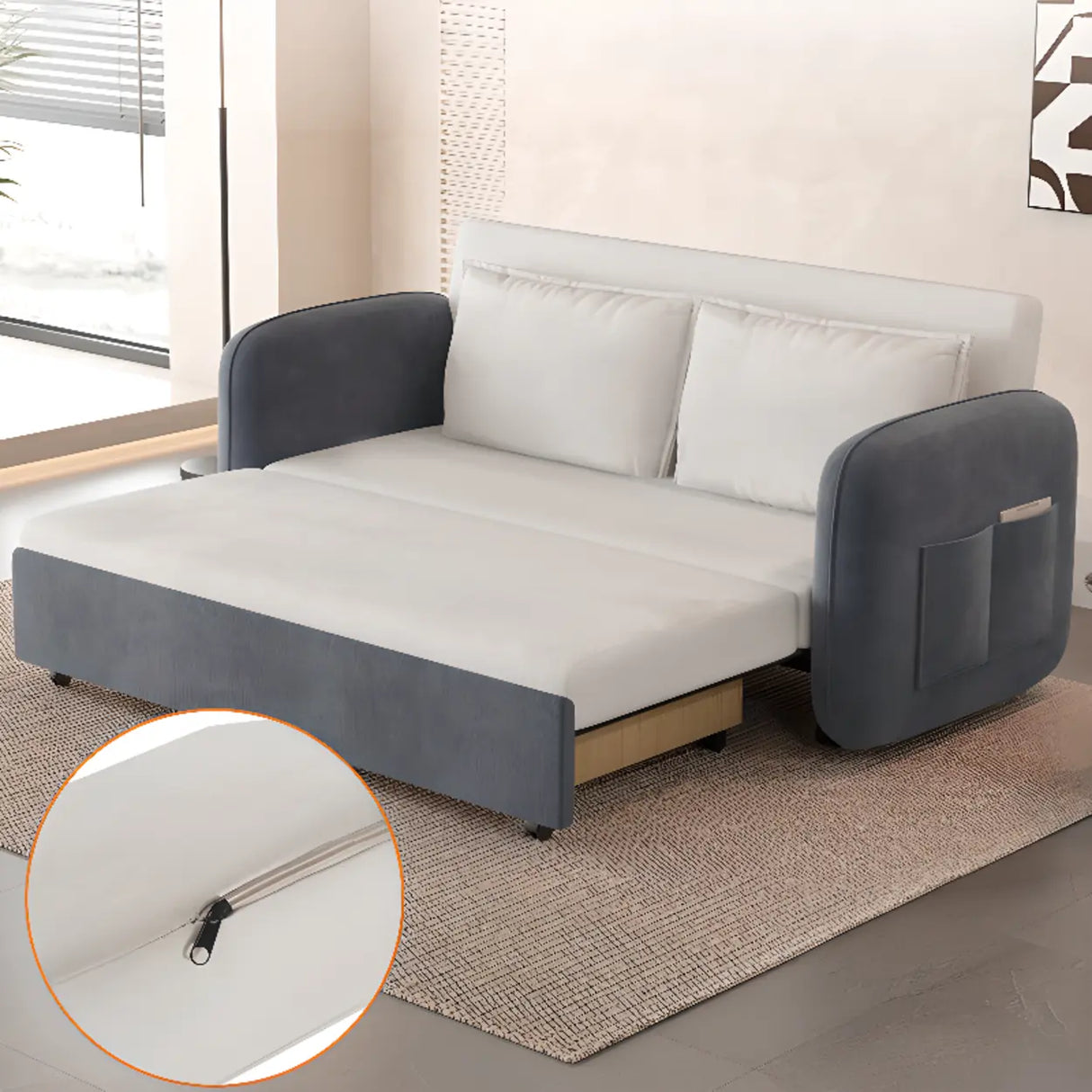 Foldable Flannel Square Arm Storage Cabinets Sleeper Image - 4