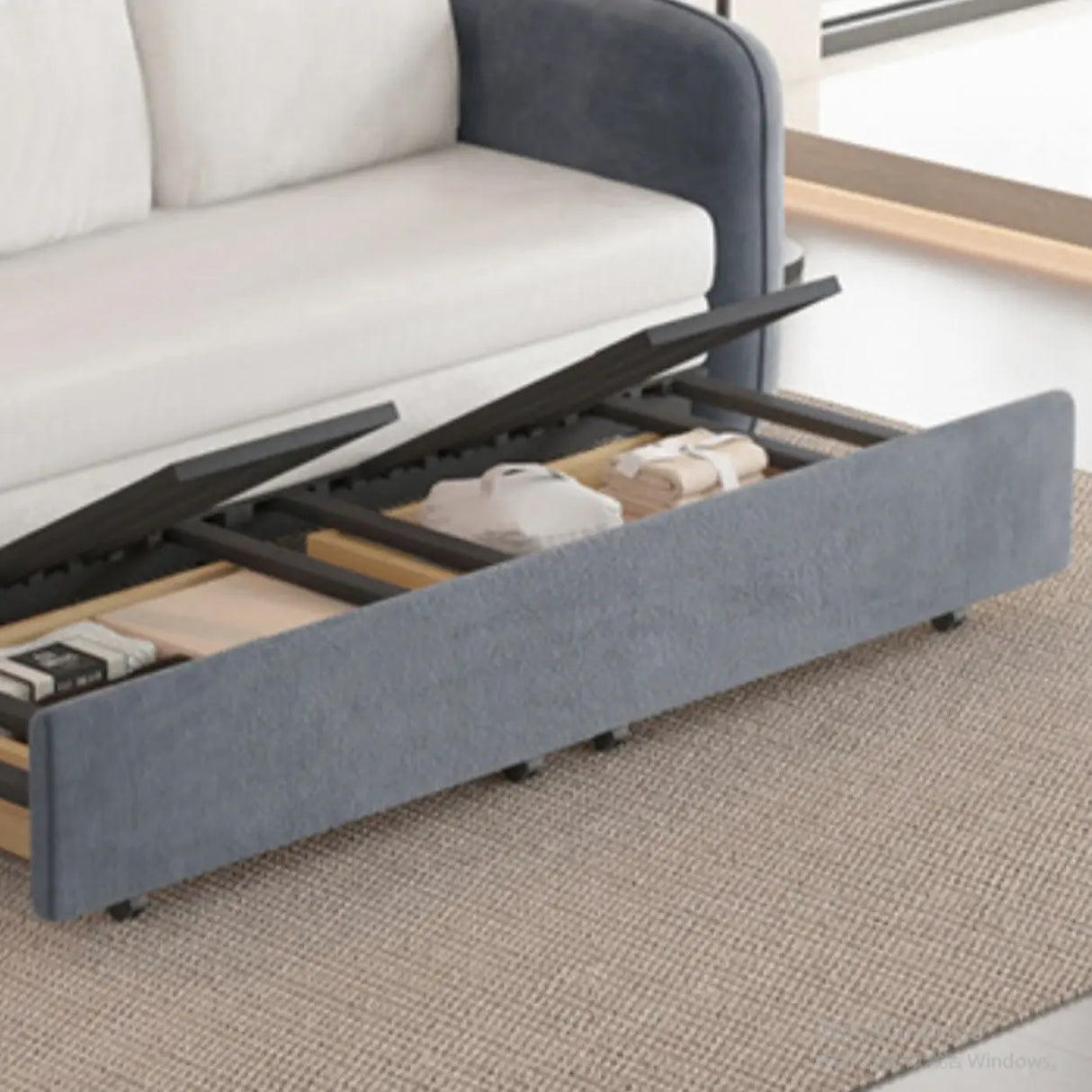 Foldable Flannel Square Arm Storage Cabinets Sleeper Image - 7