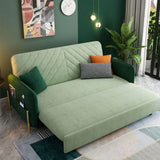 Foldable Green Flannel Square Arm Tight Back Sleeper Image - 4