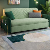 Foldable Green Flannel Square Arm Tight Back Sleeper Image - 5