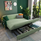 Foldable Green Flannel Square Arm Tight Back Sleeper Image - 6