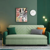 Foldable Green Flannel Square Arm Tight Back Sleeper Image - 8