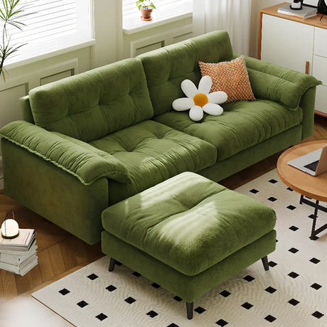 Foldable Green Snowflake Velvet Tufted Back Sleeper Image - 1
