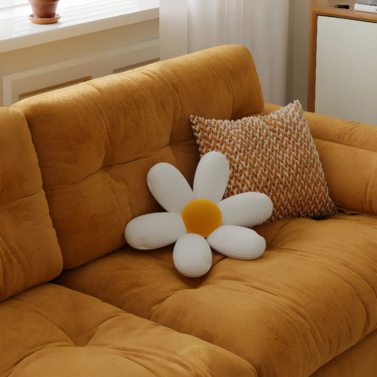Foldable Green Snowflake Velvet Tufted Back Sleeper Image - 12
