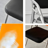 Foldable Metal Dining Side Chair with Silver Leg Image - 17