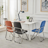 Foldable Metal Dining Side Chair with Silver Leg Image - 23