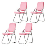 Foldable Metal Dining Side Chair with Silver Leg Image - 48