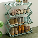 Foldable Metal Entryway Black Free Standing Shoe Rack Image - 18