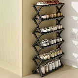 Foldable Metal Entryway Black Free Standing Shoe Rack Image - 29