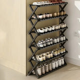 Foldable Metal Entryway Black Free Standing Shoe Rack Image - 36