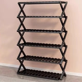 Foldable Metal Entryway Black Free Standing Shoe Rack Image - 6