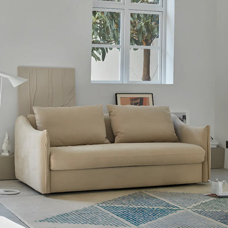 Foldable Off-White Water Resistant Tech Cloth Sofa Bed Image - 1