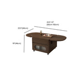 Foldable Oval Brown Wood Drawer Coffee Table with Wheel #size