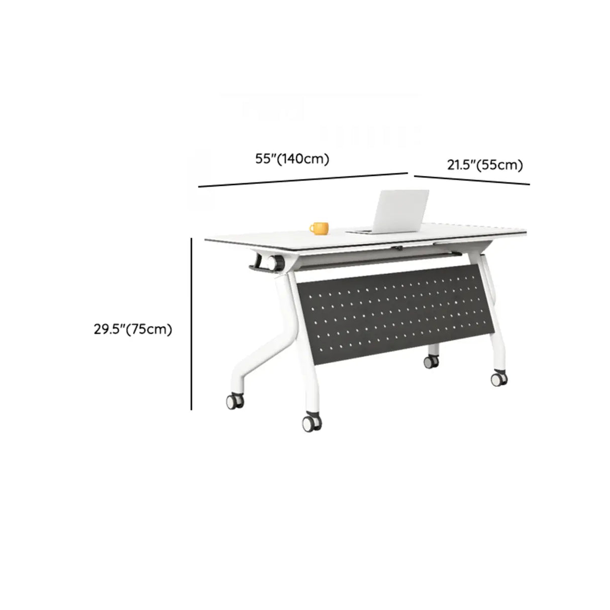 Foldable Rectangle Exterior Shelf Casters Writing Desk Image - 13