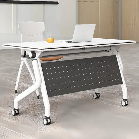 Foldable Rectangle Exterior Shelf Casters Writing Desk Image - 1