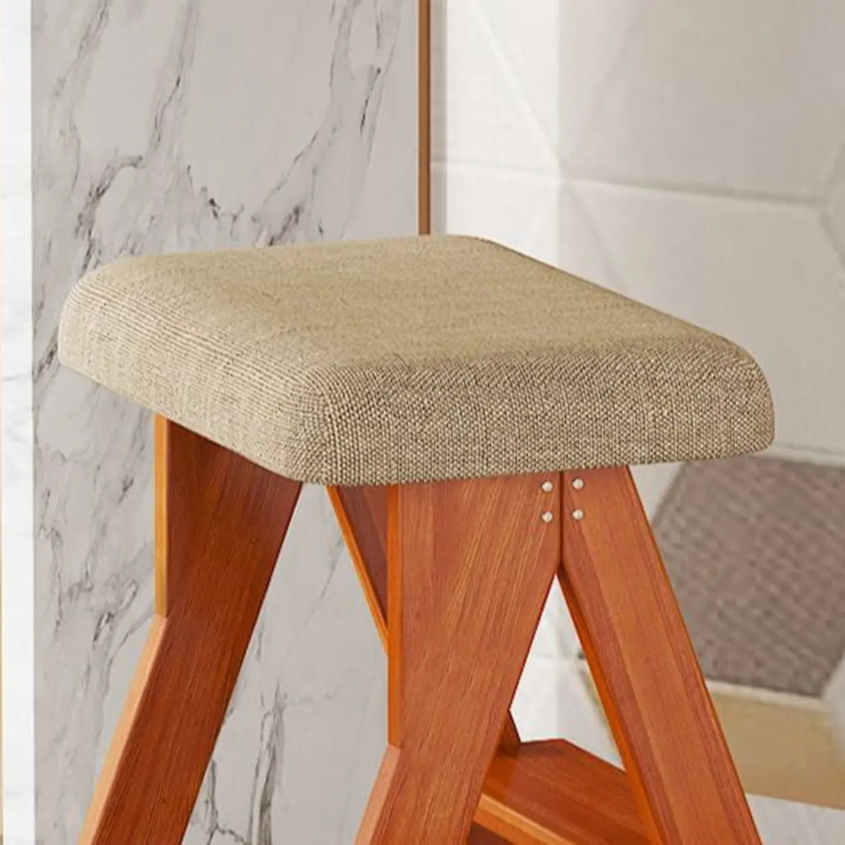 Foldable Rectangle Wooden Frame Bar Stool with Footrest Image - 13