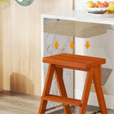 Foldable Rectangle Wooden Frame Bar Stool with Footrest Image - 2