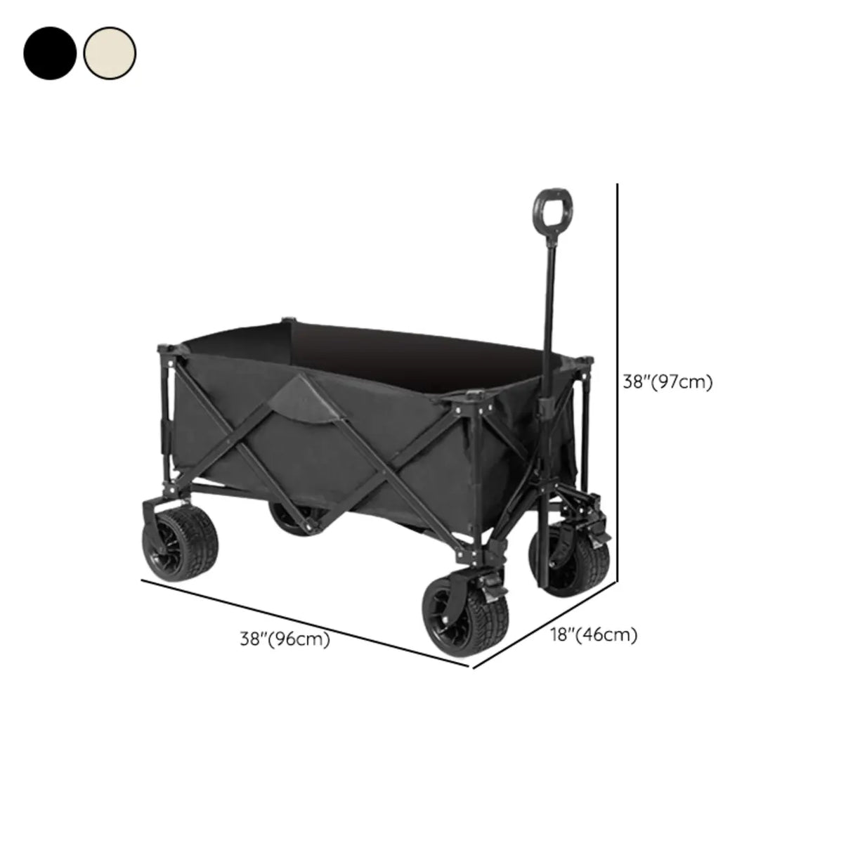 Foldable Removable Black Metal Wagon Cart with Casters 