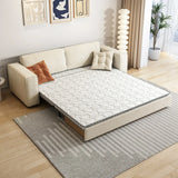Foldable Square Beige Fabric Pillow Back Sleeper Sofa Image - 2