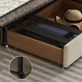 Foldable Square Beige Fabric Pillow Back Sleeper Sofa Image - 8