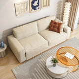 Foldable Square Beige Fabric Pillow Back Sleeper Sofa Image - 9