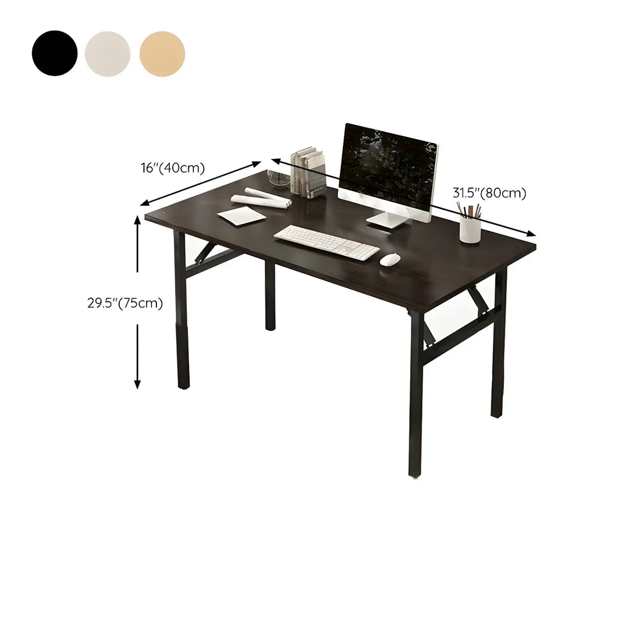 Foldable Steel Base Manufactured Wood Writing Desk 