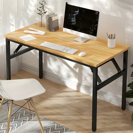 Foldable Steel Base Manufactured Wood Writing Desk Image - 2