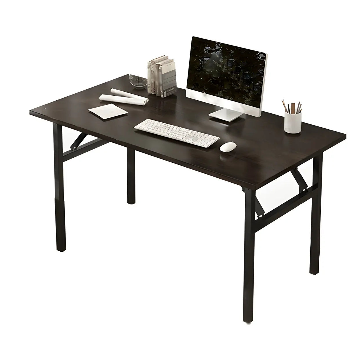 Foldable Steel Base Manufactured Wood Writing Desk Image - 5