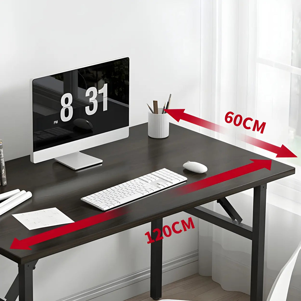 Foldable Steel Base Manufactured Wood Writing Desk Image - 7