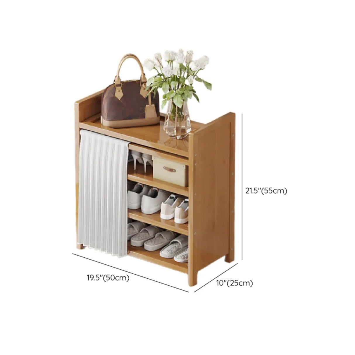 Foldable Tall Brown Bamboo Storage Freestanding Shoe Rack 