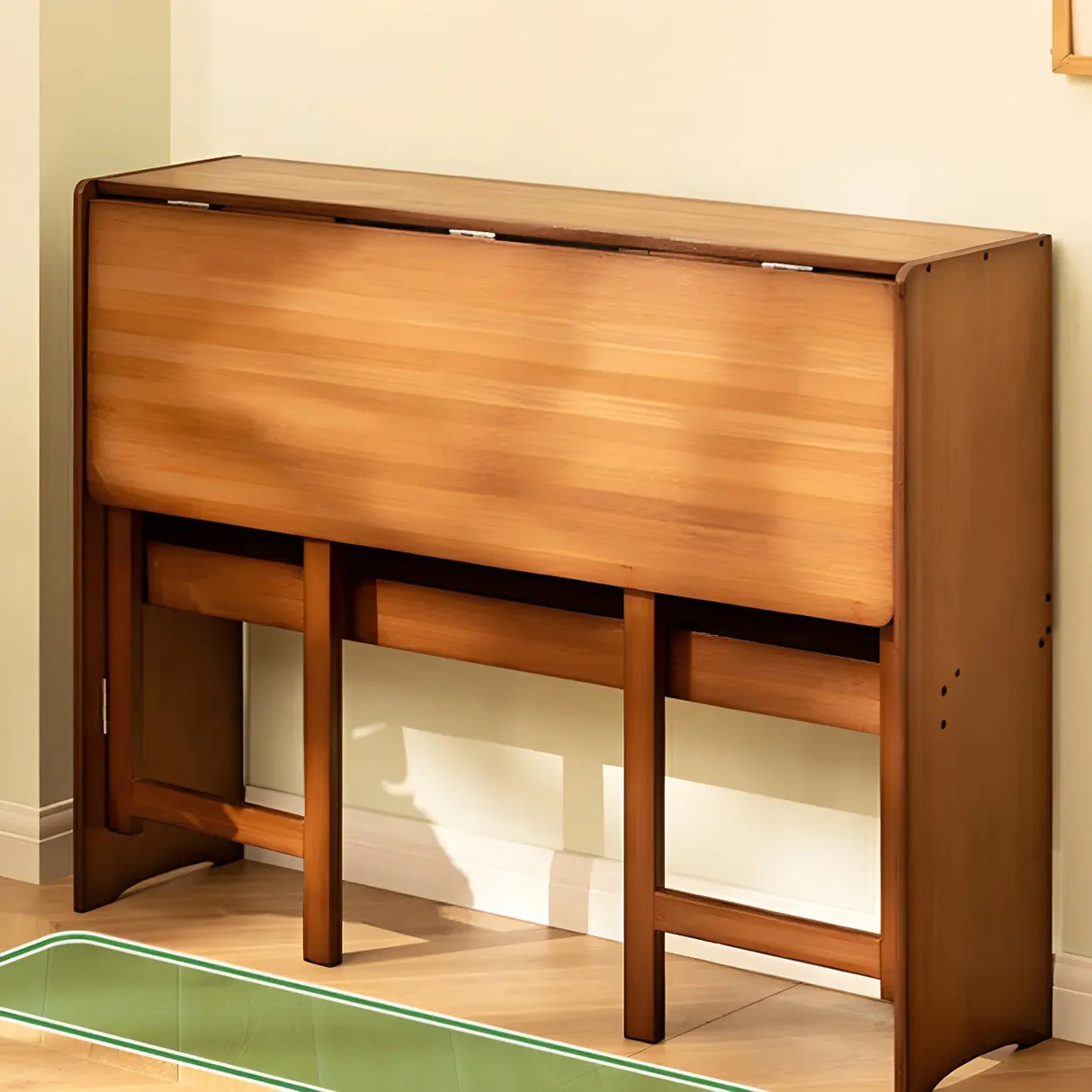 Foldable Wood H-Shape Base Exterior Shelf Writing Desk Image - 13
