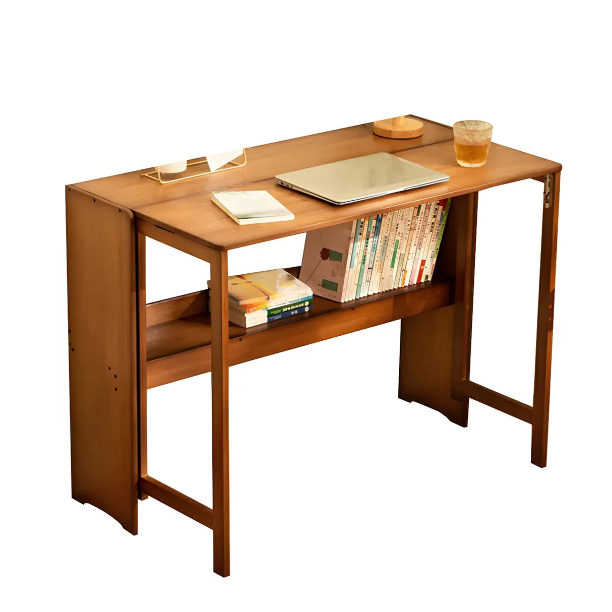 Foldable Wood H-Shape Base Exterior Shelf Writing Desk Image - 19