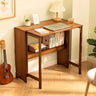 Foldable Wood H-Shape Base Exterior Shelf Writing Desk Image - 2